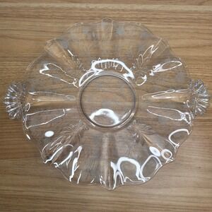 Vintage Fostoria Glass Clear Chintz Etched Baroque Handled Cake Plate - 12.5"